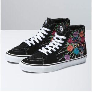 Vans SK8 Hi Dia De Muertos Black Multicolor Floral Skull High-Tops Size 11